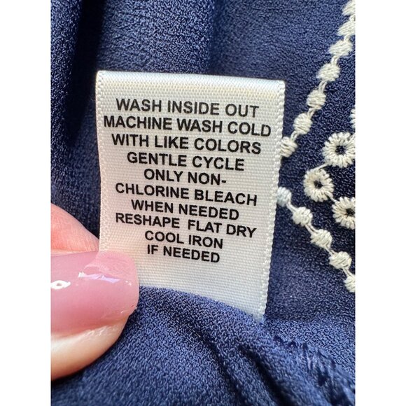 Elle Royal Blue Scalloped Hem Embroidered Size XXL White Trim Sleeveless EUC - Picture 6 of 8